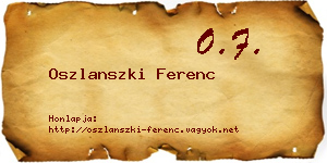 Oszlanszki Ferenc névjegykártya
